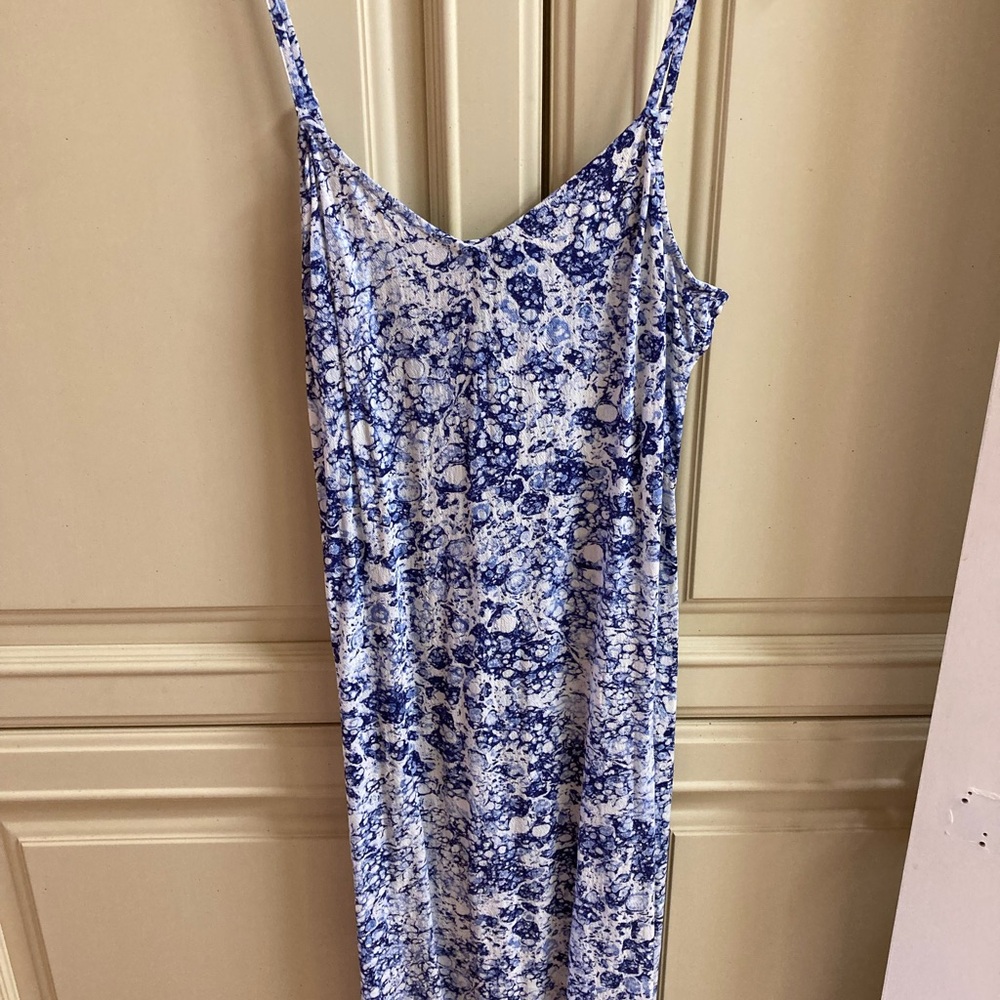Express Blue and White Patterned Spaghetti Strap Dress Size Small S 2-4